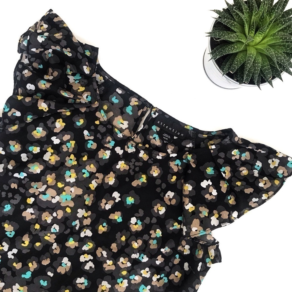 Attention Black Short Sleeve Blouse